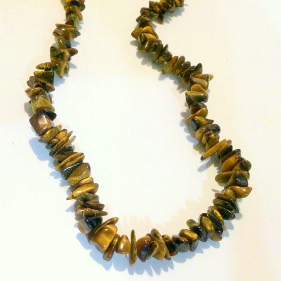 Tiger's Eye Gemstone Chip Bead Necklace - Picture 3 of 3